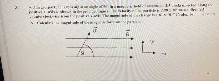 Solved A charged particle is moving at an angle of 60 in a | Chegg.com