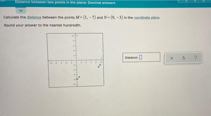 Solved Distance between two points in the plane: Decimal | Chegg.com