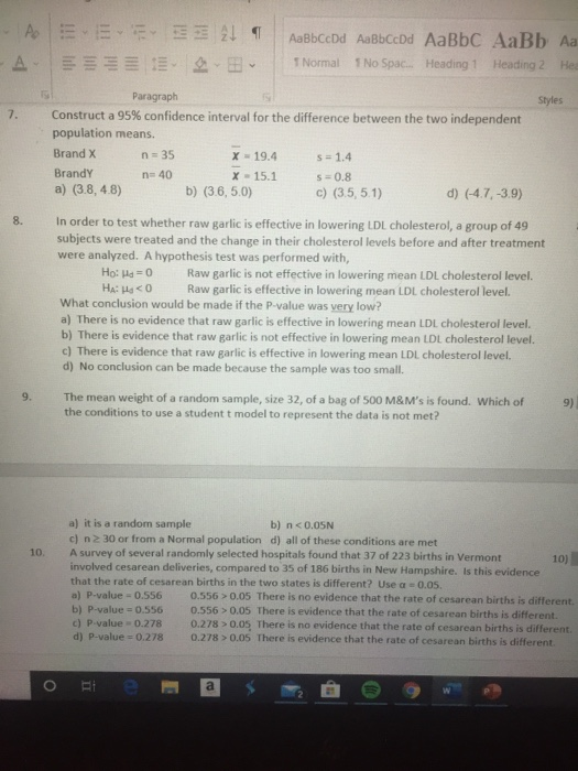 Solved Ences Mailings Review View Help A 21 AaBbCcDd | Chegg.com