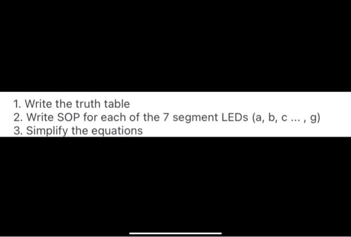 Solved 1. Write the truth table 2. Write SOP for each of the | Chegg.com