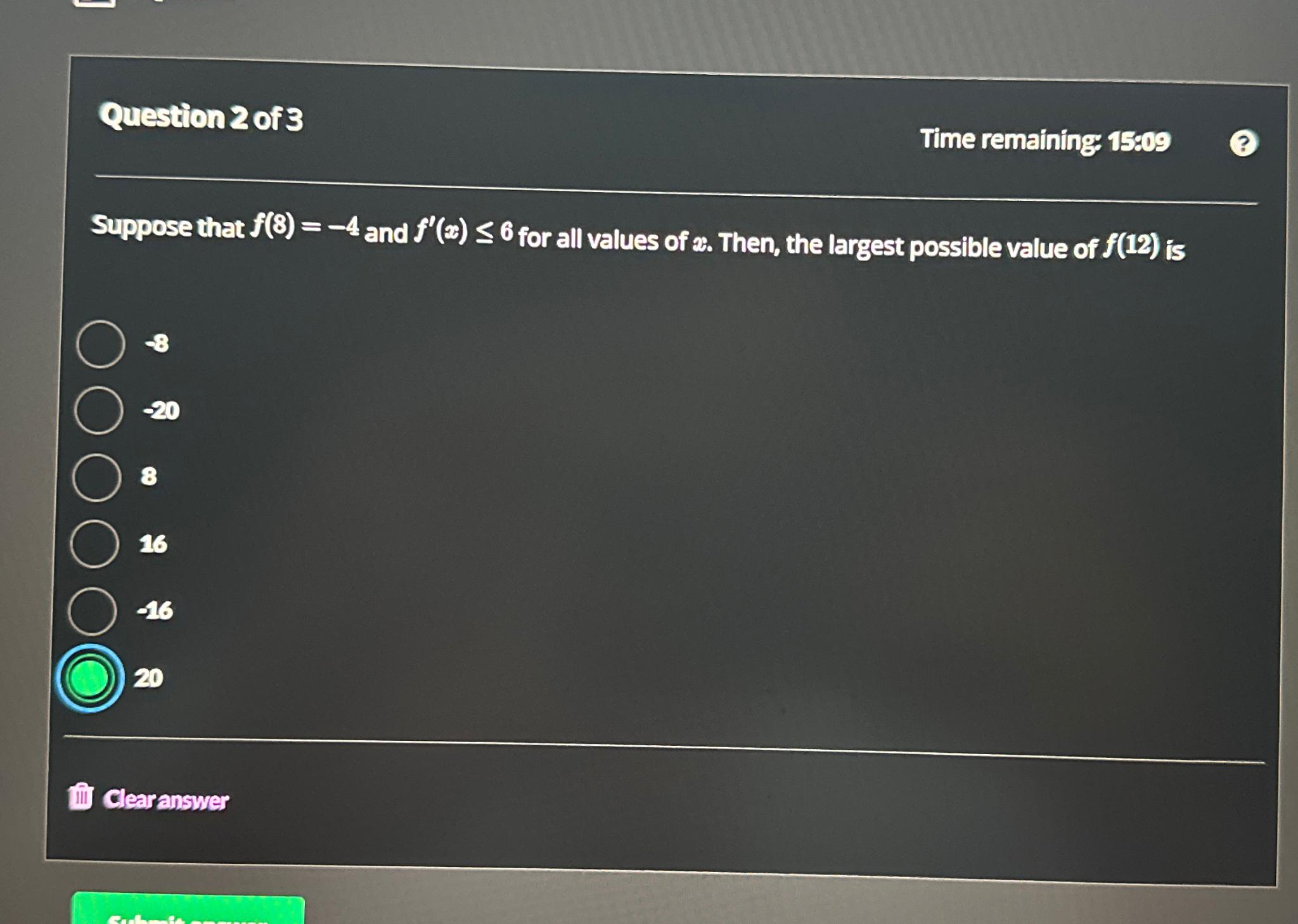 Solved Question 2 ﻿of 3Time remaining: 15809Suppose that | Chegg.com