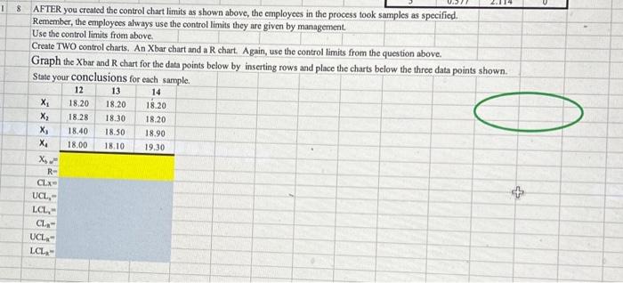 Solved 40 Use the data below to calculate the control limits | Chegg.com