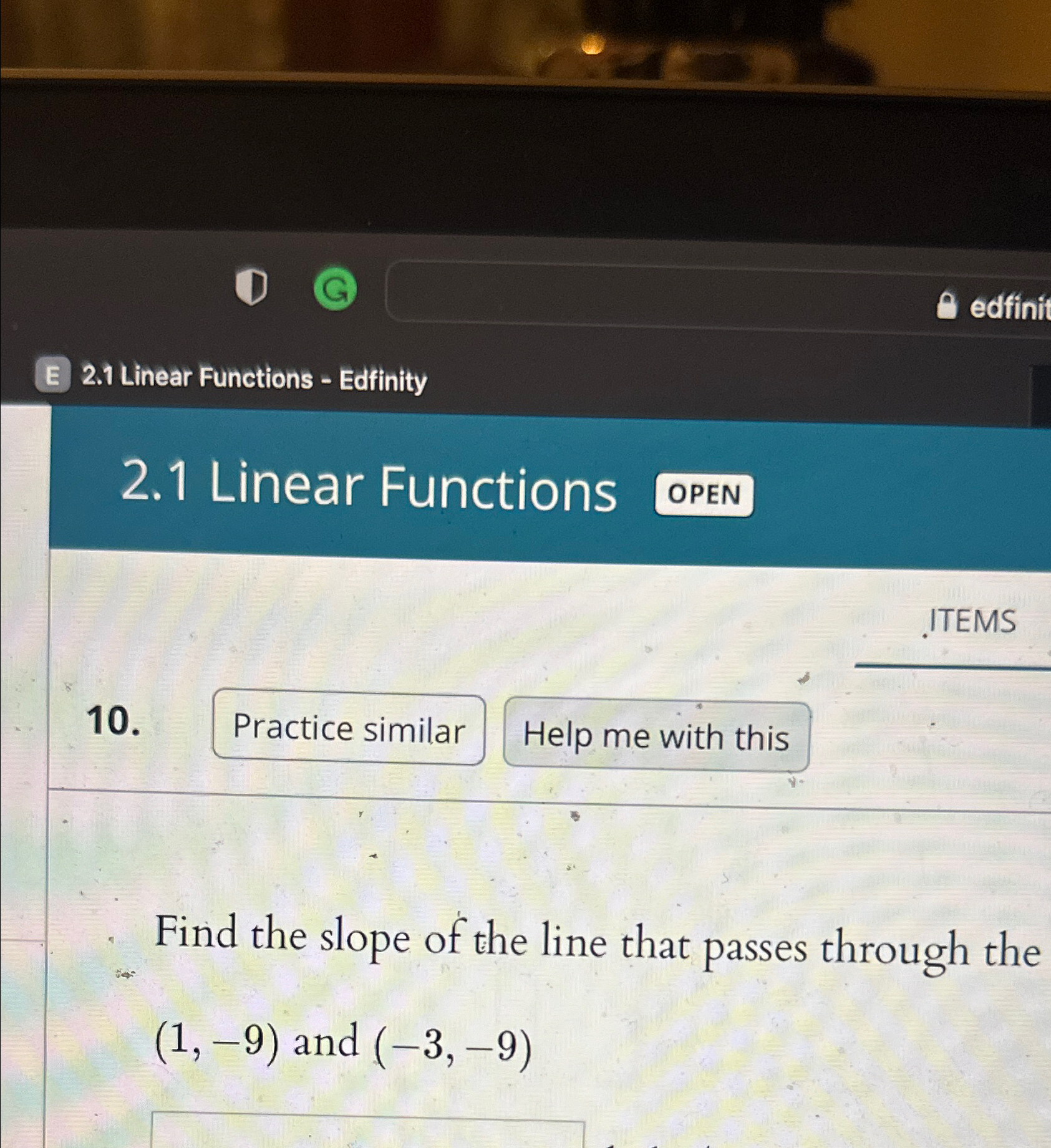 Solved 2.1 ﻿Linear Functions - ﻿Edfinity2.1 ﻿Linear | Chegg.com