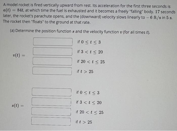 Solved A model rocket is fired vertically upward from rest.