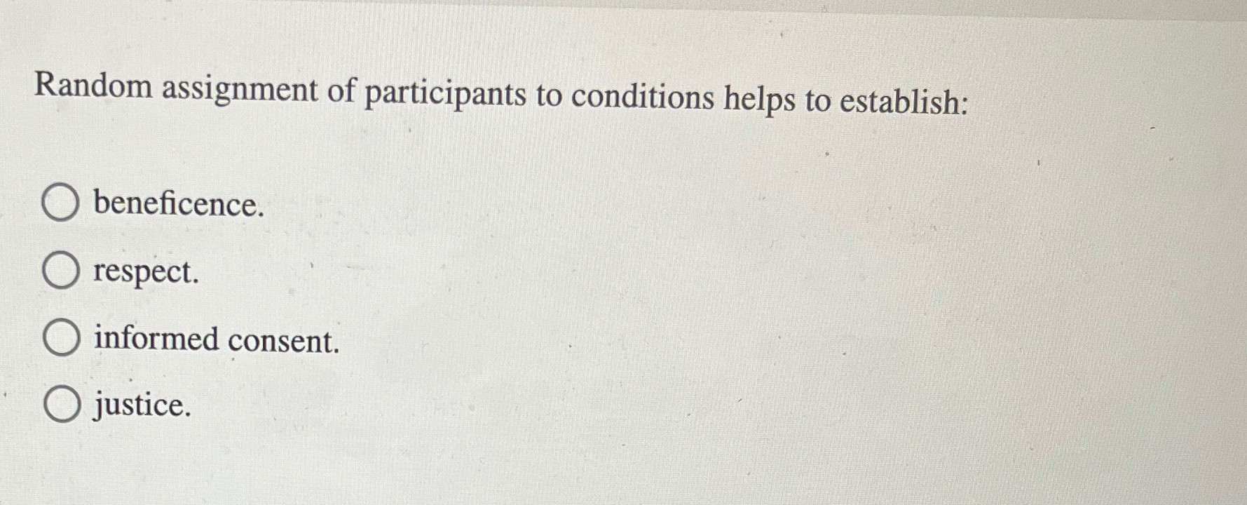 random assignment of participants to conditions help to establish