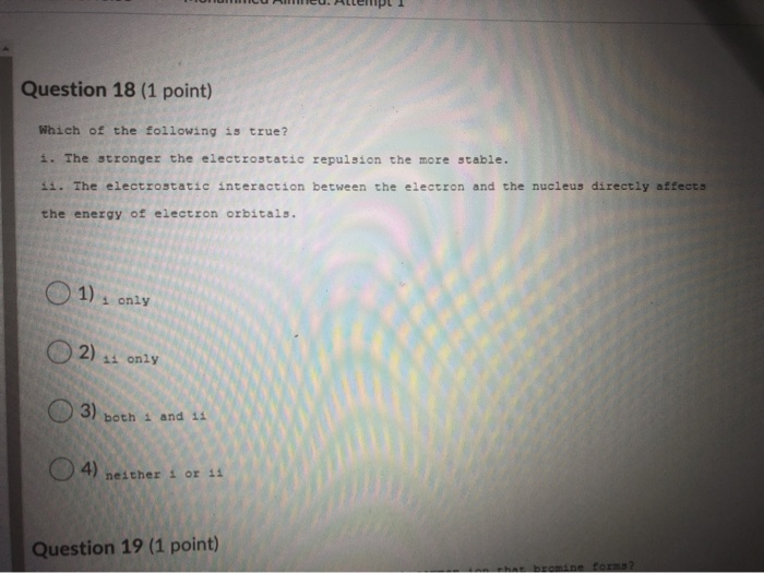 Solved Question 18 (1 point) Which of the following is true? | Chegg.com