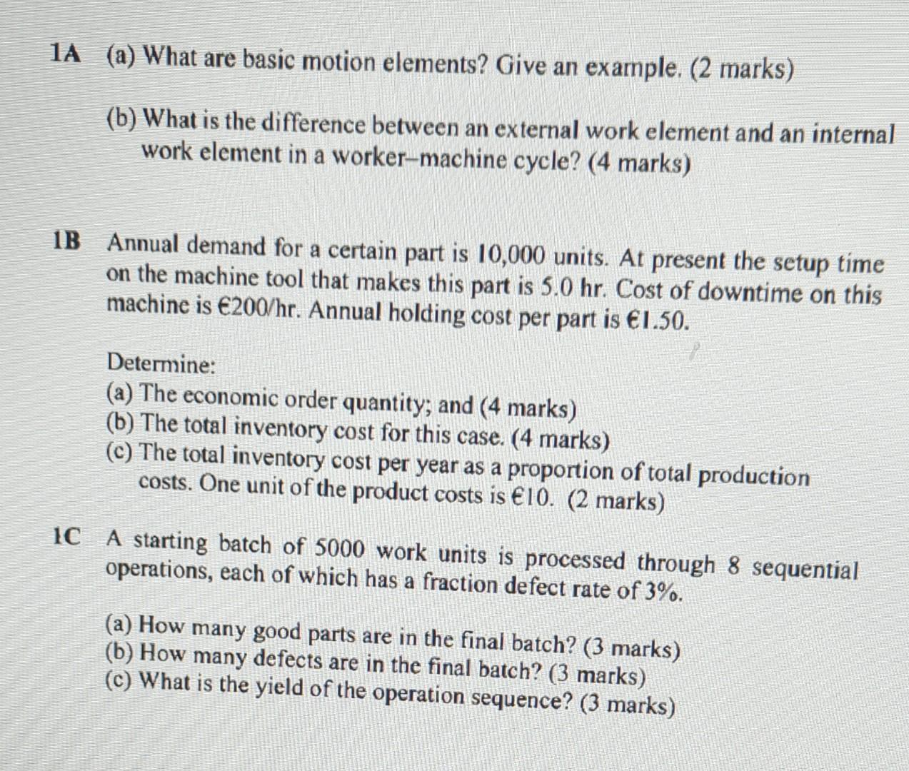 Solved 1A (a) What are basic motion elements? Give an