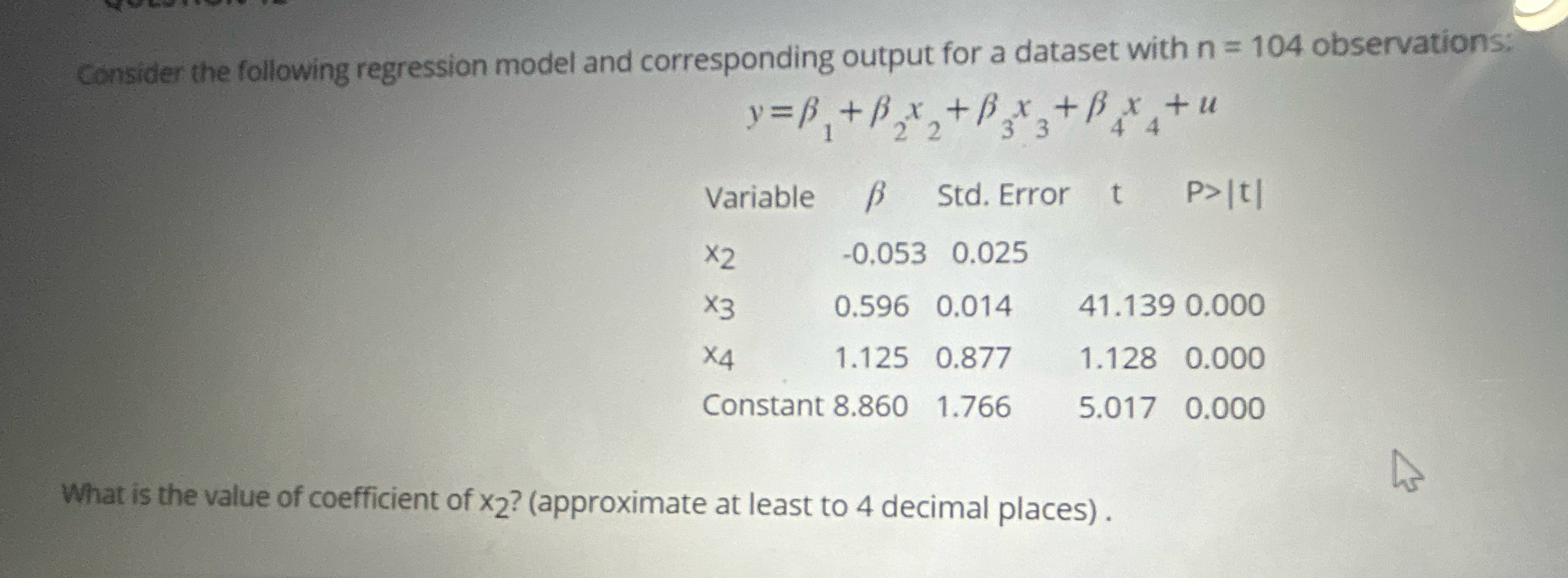 Solved Consider the following regression model and | Chegg.com