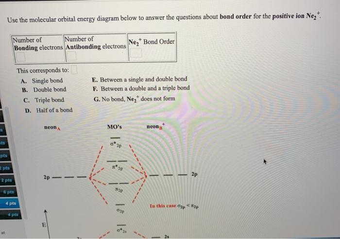 Solved Use the molecular orbital energy diagram below to | Chegg.com