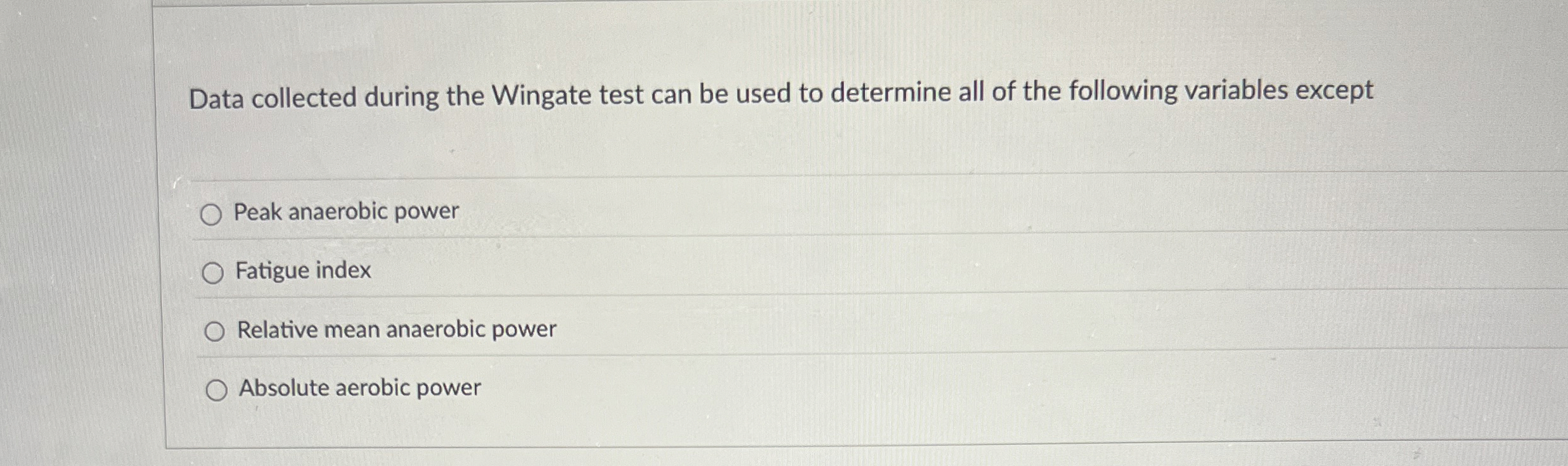 Solved Data collected during the Wingate test can be used to | Chegg.com