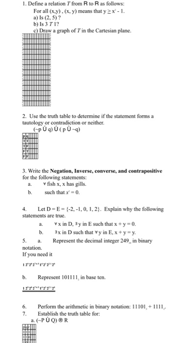 Solved 1 Define A Relation T From R To R As Follows For Chegg Com