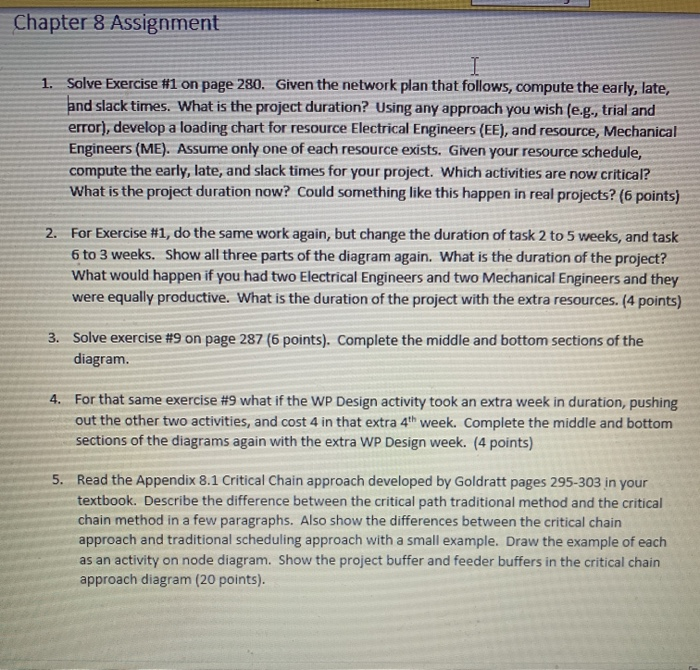 1. Given the network plan that follows, compute the | Chegg.com