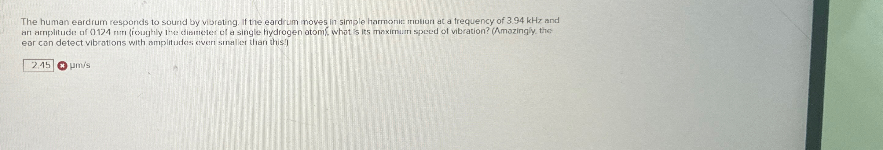 Solved The human eardrum responds to sound by vibrating. If | Chegg.com