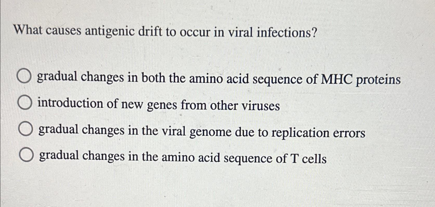 Solved What causes antigenic drift to occur in viral