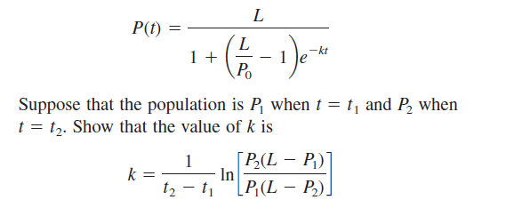 Solved Logistic Growth Function The Carrying Capacity Of A Colony Chegg Com