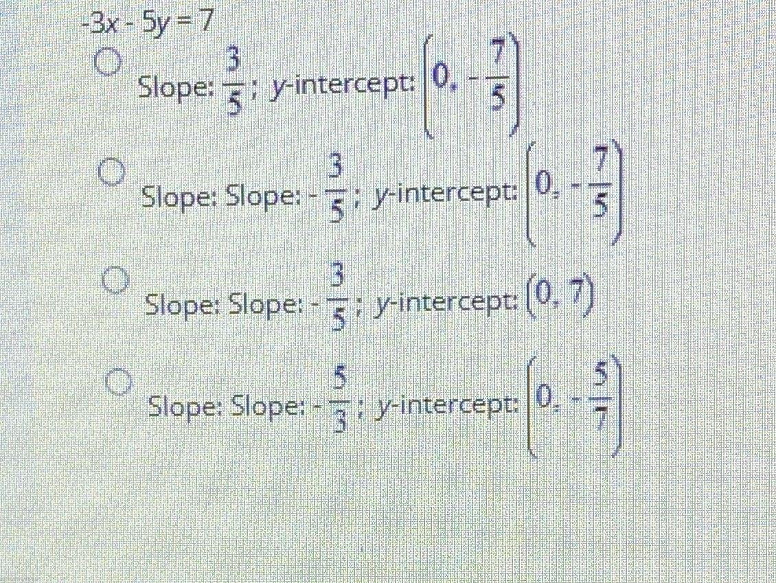 slope intercept form 3x y 5