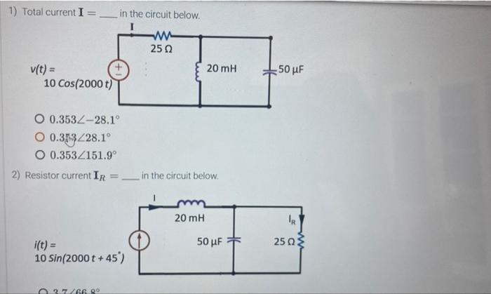 Solved 1) Total current I= in the circuit below. | Chegg.com