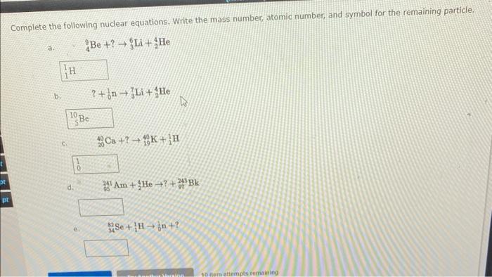 Solved Complete The Following Nuclear Equations. Write The | Chegg.com