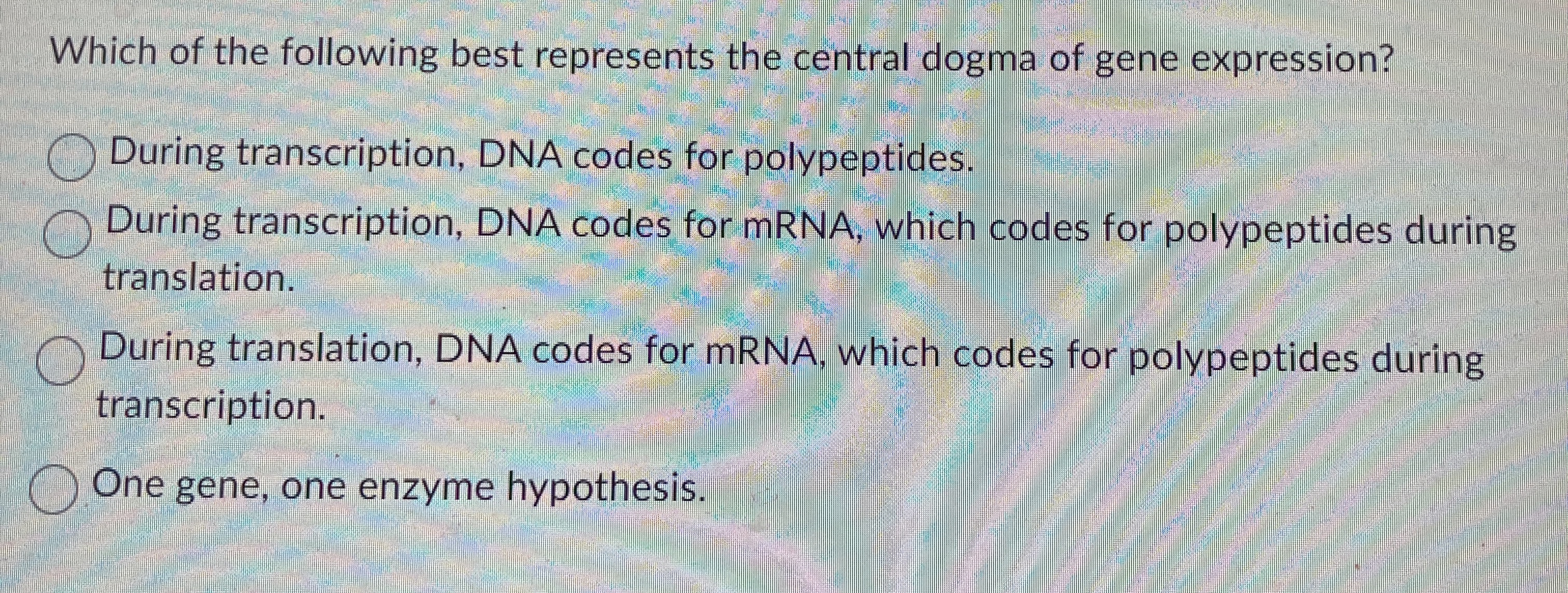 Solved Which of the following best represents the central | Chegg.com