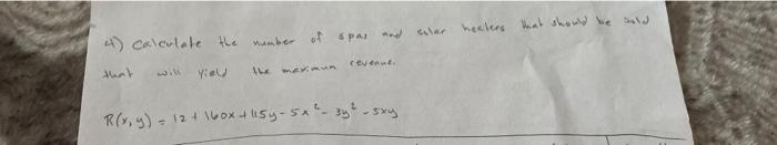 Solved 4) Calculate the number of spas and solar heaters | Chegg.com