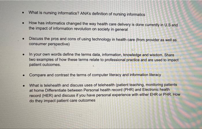 Solved . What is nursing informatics? ANA's definition of