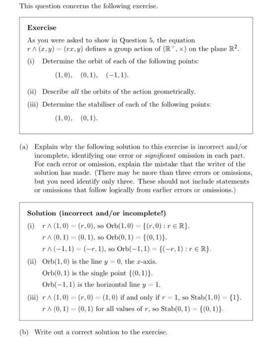 Solved Exercise As you were asked to show in Question 5, the | Chegg.com