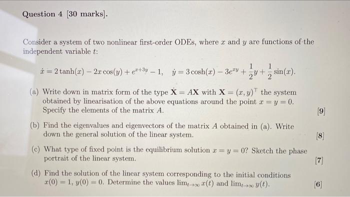 Solved Consider a system of two nonlinear first-order ODEs, | Chegg.com