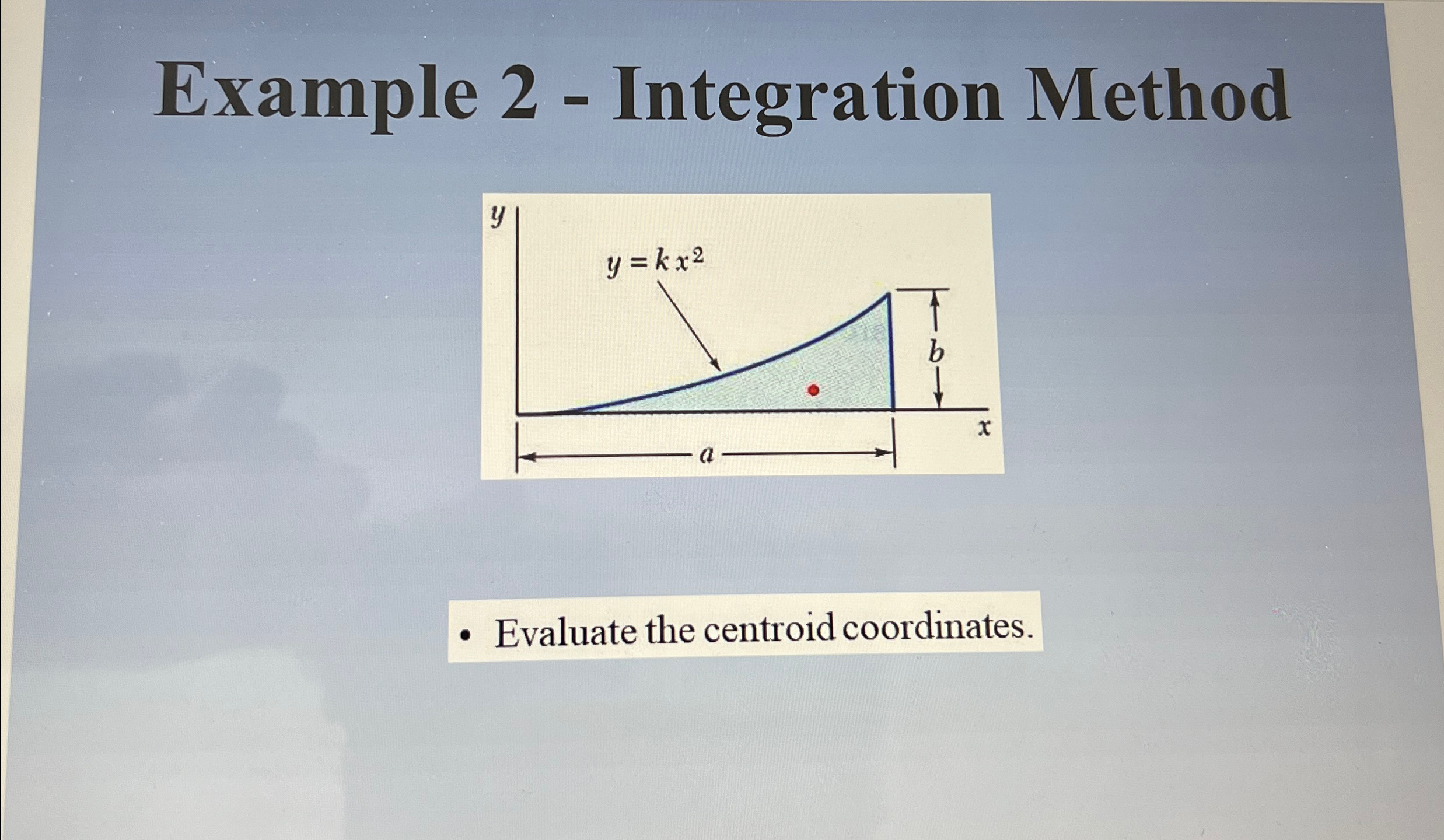 Solved Example 2 - ﻿Integration MethodEvaluate the centroid | Chegg.com