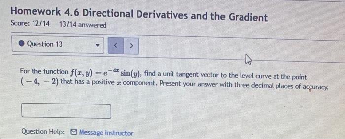 Solved Homework 4.6 Directional Derivatives And The Gradient | Chegg.com