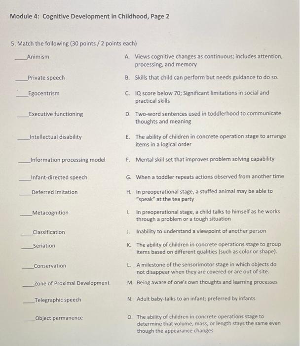 Module 4 Cognitive Development in Childhood Page Chegg