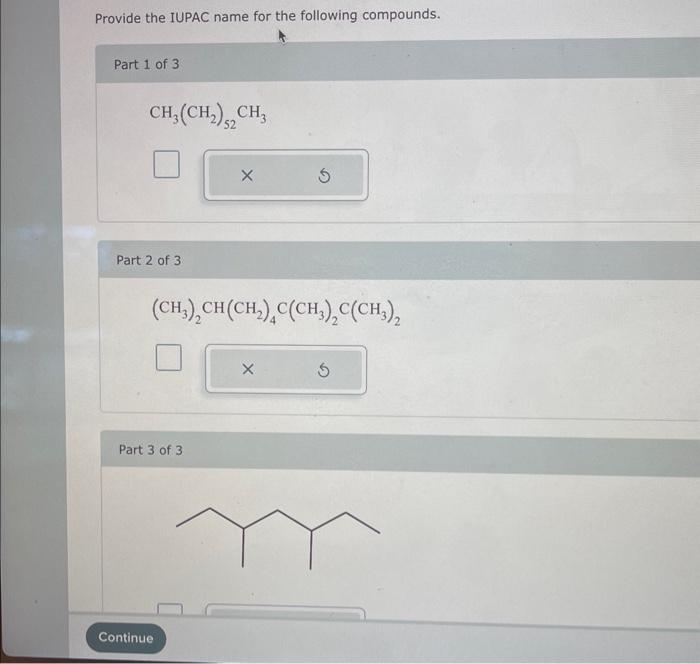 Solved Provide the IUPAC name for the following compounds. | Chegg.com