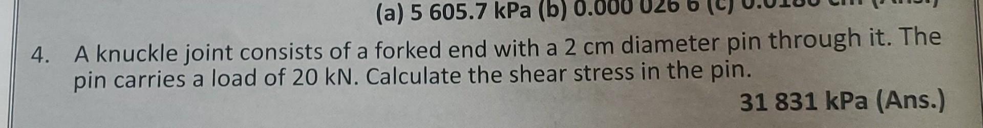 Solved 4. A knuckle joint consists of a forked end with a 2 | Chegg.com