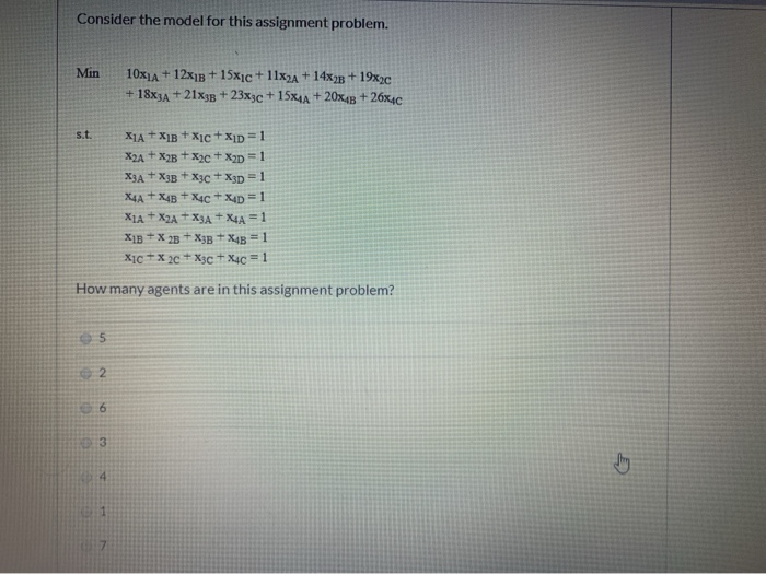 Solved Consider the model for this assignment problem. Min | Chegg.com