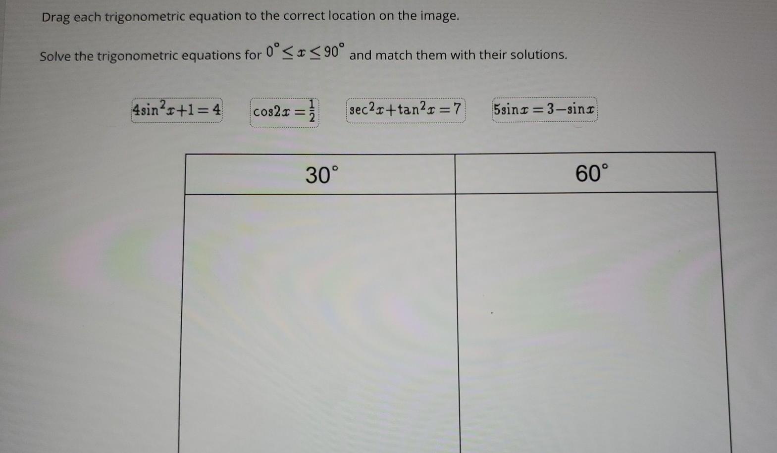 Solved Drag each trigonometric equation to the correct | Chegg.com