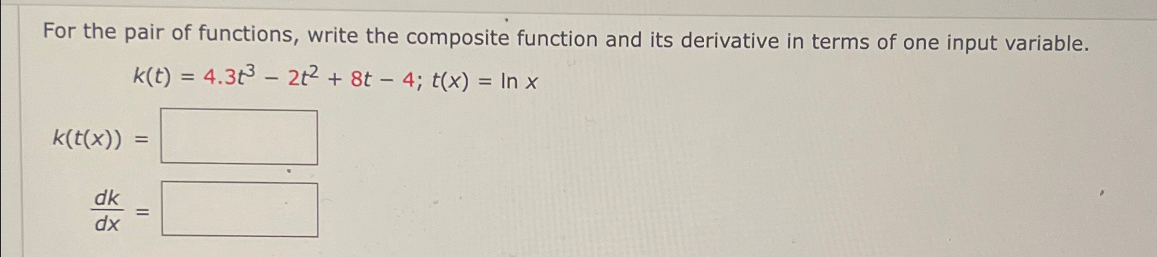 Solved For the pair of functions, write the composite | Chegg.com