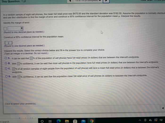 Solved This Question: 1 pt In a random sample of eight cell | Chegg.com
