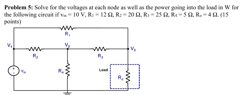 Solved Problem 5: Solve for the voltages at ﻿each node as | Chegg.com