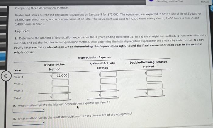 Solved SharePlay, and Live Text Details Comparing three | Chegg.com