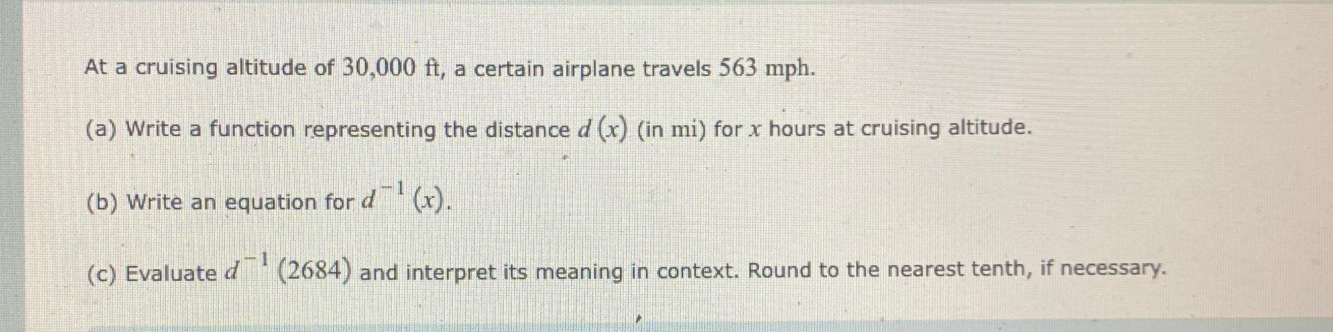 Solved At a cruising altitude of 30,000ft, ﻿a certain | Chegg.com