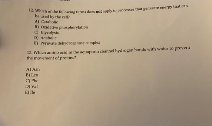 Solved 12. Which of the following terms does not apply to | Chegg.com