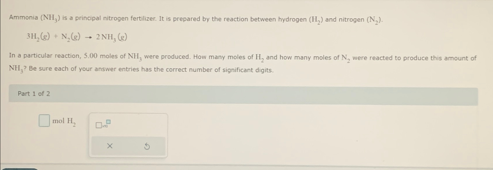 Solved Ammonia (NH3) ﻿is a principal nitrogen fertilizer. It | Chegg.com