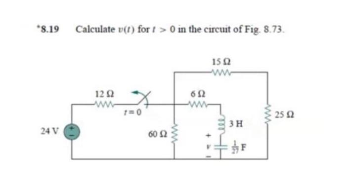 Solved 8 19 Calculate V T For T 0 In The Circuit Of Fig Chegg Com