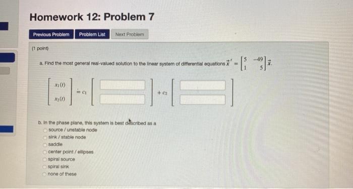 Solved Homework 12: Problem 7 Next Problem Previous Problem | Chegg.com