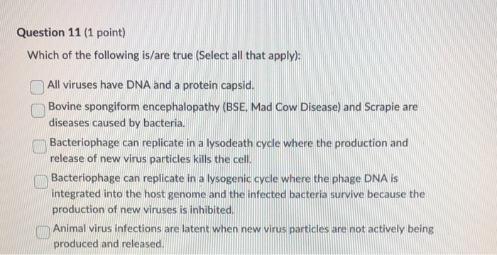 Solved Question 9 (1 point) Which of the following is/are | Chegg.com