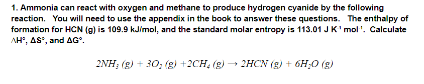 Solved Ammonia can react with oxygen and methane to produce | Chegg.com