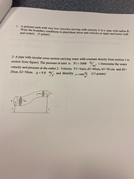 Solved 1. A polymer melt with very low viscosity moving with | Chegg.com