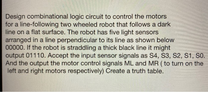 Solved Design Combinational Logic Circuit To Control The