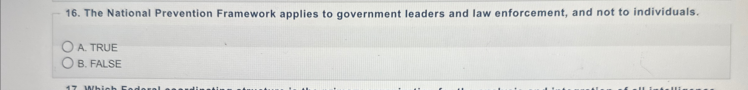 Solved The National Prevention Framework applies to | Chegg.com