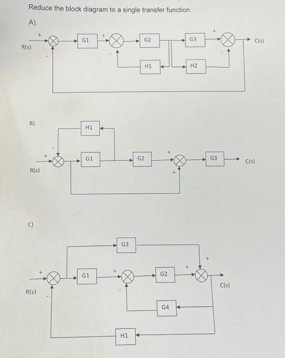 Solved Reduce the block diagram to a single transfer | Chegg.com