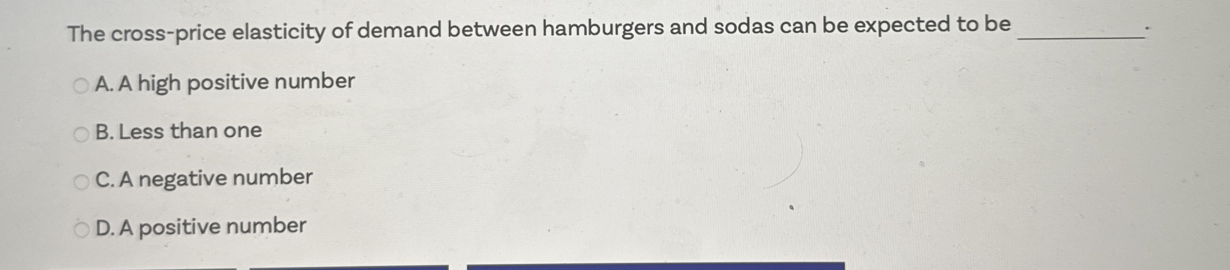Solved The crossprice elasticity of demand between